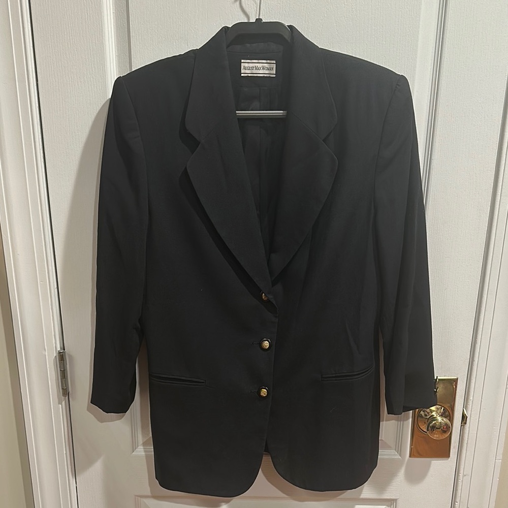 August Max Black Women's Blazer with Gold Buttons